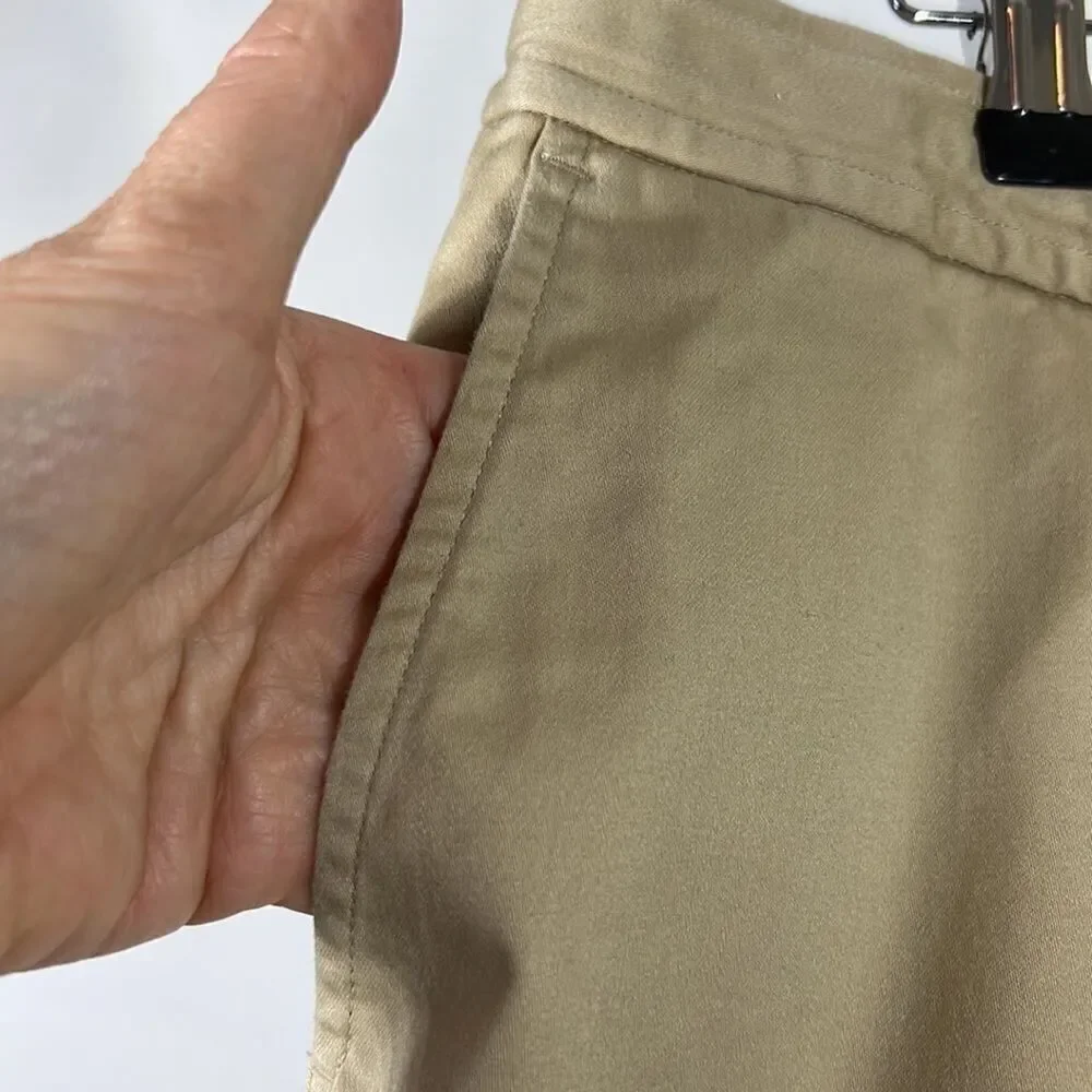 BROOKS BROTHERS Women’s Cotton Tie Waist Rolled Cuff Shorts Tan Size 12